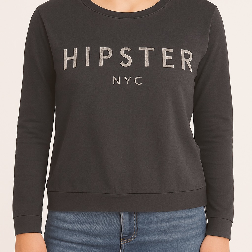 MNG Jeans Hipster NYC Black Graphic Sweatshirt Women’s Small